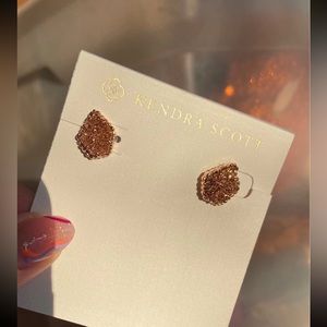 Kendra Scott Tessa Rose Gold Earrings In Rose Gold Drusy